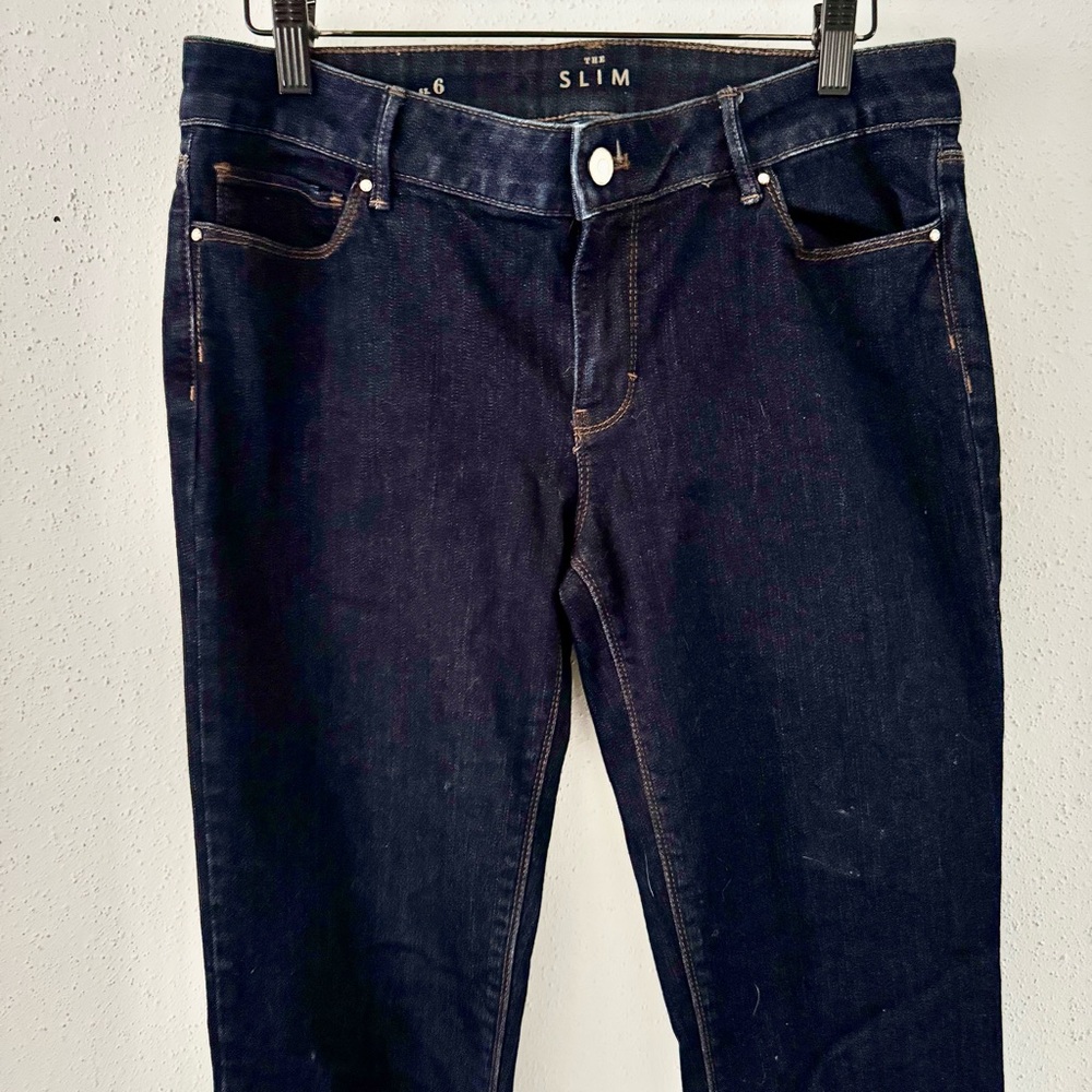 WHBM The Slim Mid-Rise Dark Wash Skinny Denim Jeans Women's Size 6 28 Stretch - Picture 2 of 5